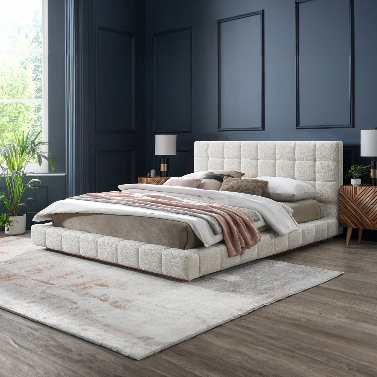 Hudson Ivory Boucle King Bed by Ashcroft Furniture at Eve Furniture