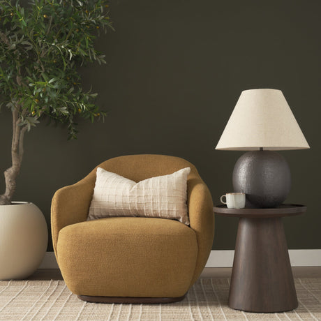 Hudson Mustard Fabric Upholstered Swivel Chair by Mercana at Eve Furniture