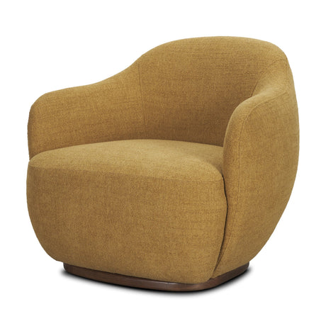 Hudson Mustard Fabric Upholstered Swivel Chair by Mercana at Eve Furniture