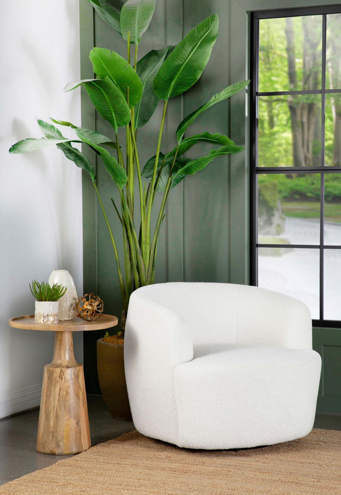 Hudson Natural Upholstered Swivel Chair by Coaster at Eve Furniture