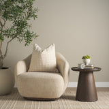 Hudson Oatmeal Fabric Upholstered Swivel Chair by Mercana at Eve Furniture