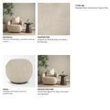 Hudson Oatmeal Fabric Upholstered Swivel Chair by Mercana at Eve Furniture