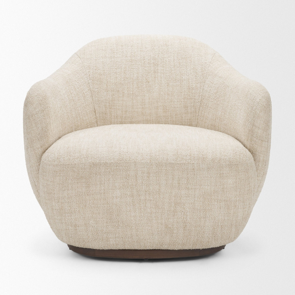 Hudson Oatmeal Fabric Upholstered Swivel Chair by Mercana at Eve Furniture