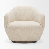 Hudson Oatmeal Fabric Upholstered Swivel Chair by Mercana at Eve Furniture
