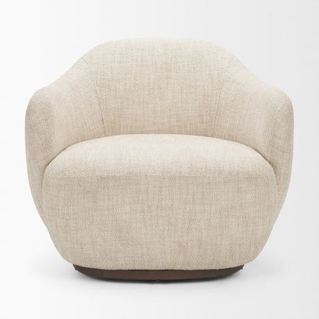 Hudson Oatmeal Fabric Upholstered Swivel Chair by Mercana at Eve Furniture