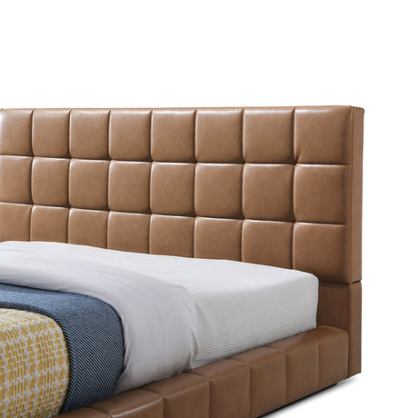 Hudson Tan Vegan Leather Upholstered King Platform Bed by Ashcroft Furniture at Eve Furniture