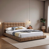 Hudson Tan Vegan Leather Upholstered King Platform Bed by Ashcroft Furniture at Eve Furniture