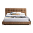 Hudson Tan Vegan Leather Upholstered Queen Platform Bed by Ashcroft Furniture at Eve Furniture