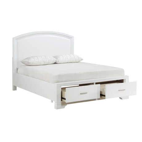 Hudson White Queen Storage Platform Bed by Homelegance at Eve Furniture