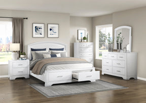 Hudson White Storage Platform Bedroom Set by Homelegance at Eve Furniture