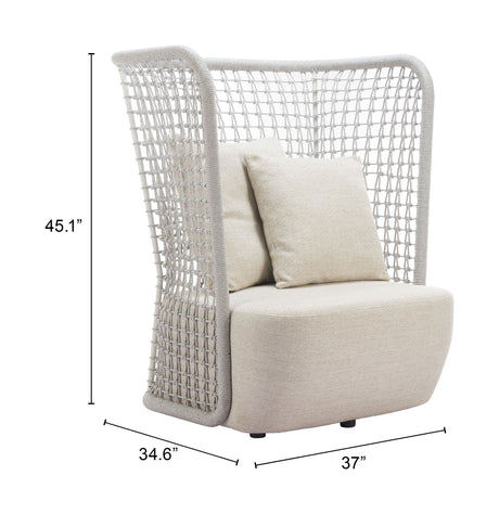 Hudu Beige Outdoor Accent Chair by Zuomod at Eve Furniture