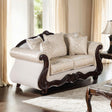 Huelva Beige/Dark Cherry Loveseat by Furniture of America at Eve Furniture
