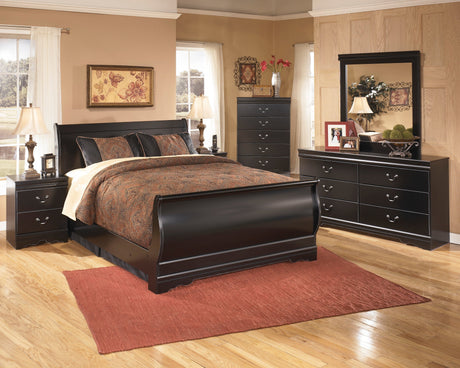 Huey Vineyard Black Sleigh Bedroom Set by Ashley at Eve Furniture