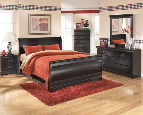 Huey Vineyard Black Sleigh Bedroom Set by Ashley at Eve Furniture
