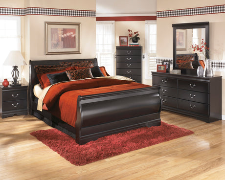 Huey Vineyard Black Sleigh Bedroom Set by Ashley at Eve Furniture