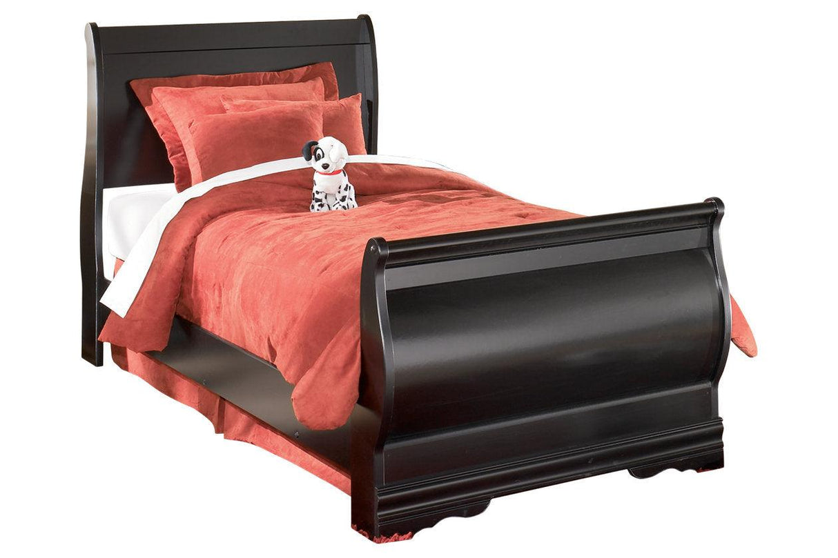Huey Vineyard Black Twin Sleigh Bed by Ashley at Eve Furniture