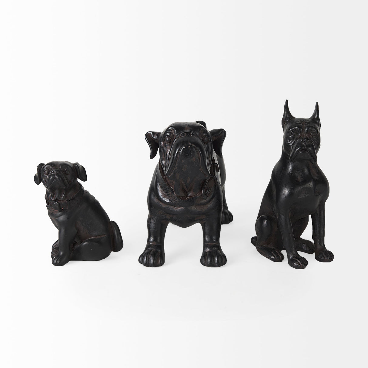 Hugo Black Resin Bulldog by Mercana at Eve Furniture
