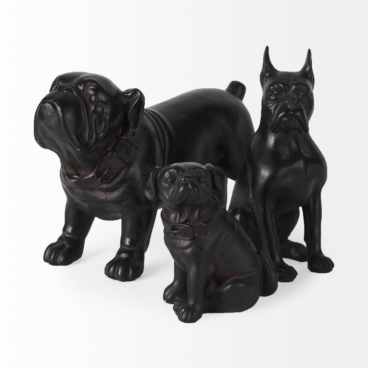 Hugo Black Resin Bulldog by Mercana at Eve Furniture