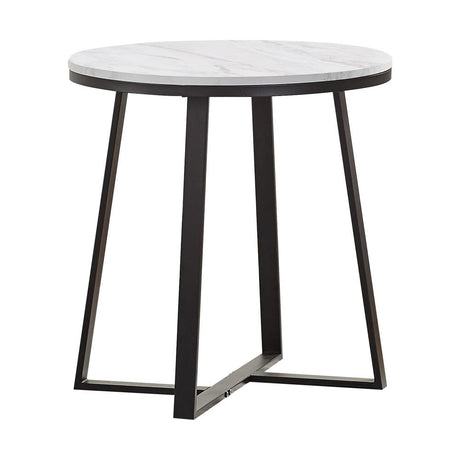 Hugo Metal Base Round End Table White/Matte Black