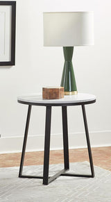 Hugo Metal Base Round End Table White/Matte Black