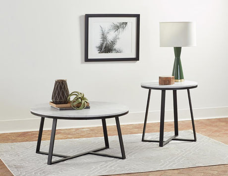 Hugo White/Matte Black Round Coffee Table by Coaster at Eve Furniture