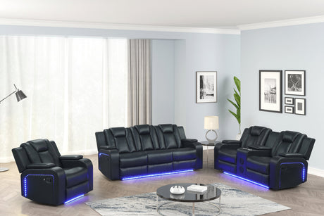 Hulk Black Leather Gel 3-Piece Reclining Set by Happy Homes at Eve Furniture