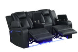 Hulk Black Leather Gel 3-Piece Reclining Set by Happy Homes at Eve Furniture