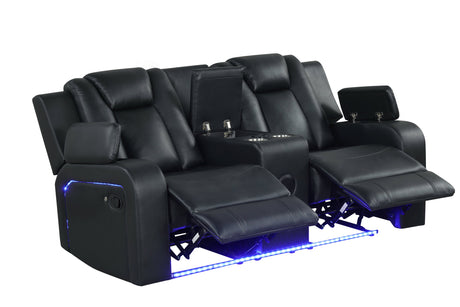 Hulk Black Leather Gel 3-Piece Reclining Set by Happy Homes at Eve Furniture