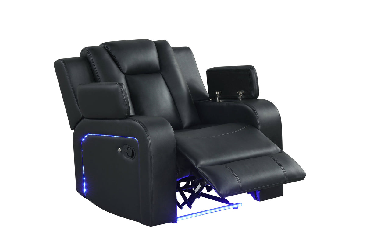 Hulk Black Leather Gel 3-Piece Reclining Set by Happy Homes at Eve Furniture