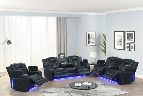 Hulk Black Leather Gel 3-Piece Reclining Set by Happy Homes at Eve Furniture