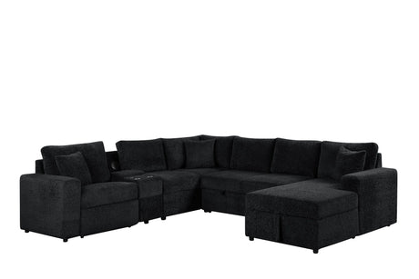 Hunter Black Sectional with Bluetooth Speaker & Pull-Out Bed by Happy Homes at Eve Furniture