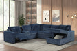 Hunter Blue Sectional with Bluetooth Speaker & Pull-Out Bed by Happy Homes at Eve Furniture