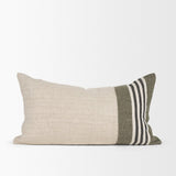 Hunter 14x26 Lumbar Oatmeal w/ Green Stripe Decorative Pillow Cover by Mercana at Eve Furniture