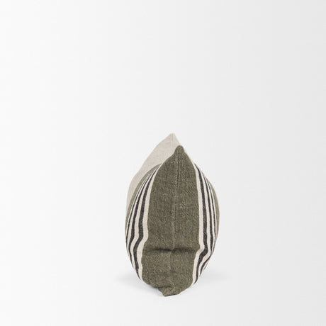Hunter 14x26 Lumbar Oatmeal w/ Green Stripe Decorative Pillow Cover by Mercana at Eve Furniture