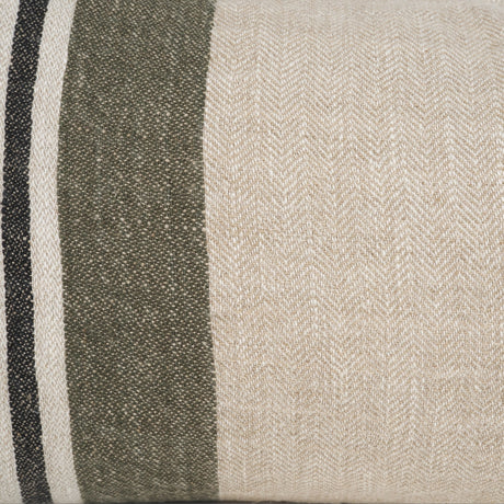 Hunter 14x26 Lumbar Oatmeal w/ Green Stripe Decorative Pillow Cover by Mercana at Eve Furniture