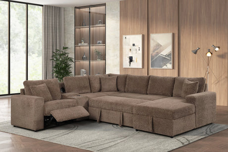 Hunter Mocha Sectional with Bluetooth Speaker & Pull-Out Bed by Happy Homes at Eve Furniture