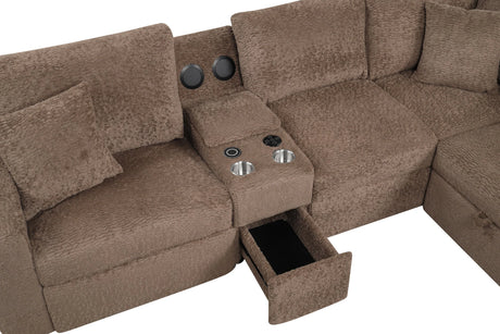 Hunter Mocha Sectional with Bluetooth Speaker & Pull-Out Bed by Happy Homes at Eve Furniture