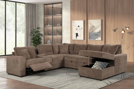 Hunter Mocha Sectional with Bluetooth Speaker & Pull-Out Bed by Happy Homes at Eve Furniture