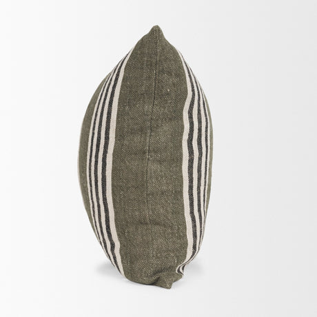 Hunter 20x20 Square Oatmeal w/ Green Stripe Decorative Pillow Cover by Mercana at Eve Furniture