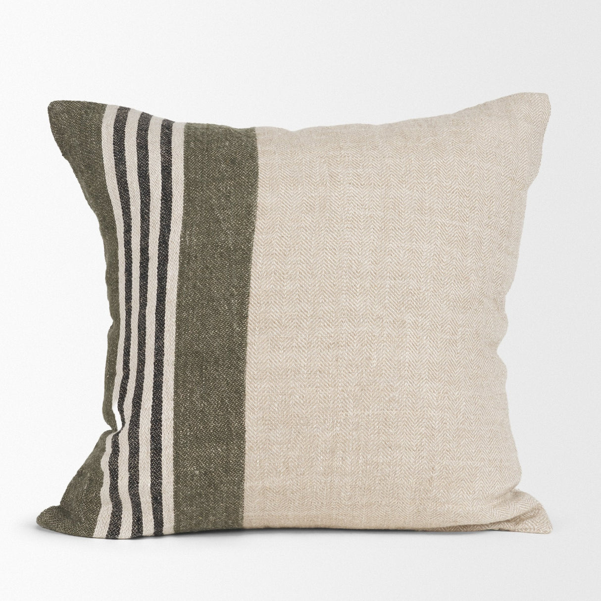 Hunter 20x20 Square Oatmeal w/ Green Stripe Decorative Pillow Cover by Mercana at Eve Furniture