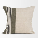 Hunter 20x20 Square Oatmeal w/ Green Stripe Decorative Pillow Cover by Mercana at Eve Furniture
