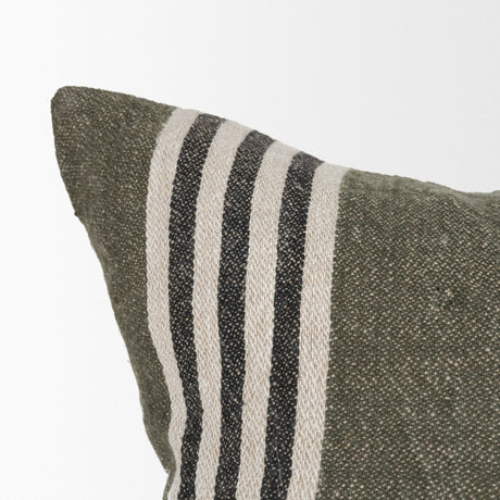 Hunter 20x20 Square Oatmeal w/ Green Stripe Decorative Pillow Cover by Mercana at Eve Furniture