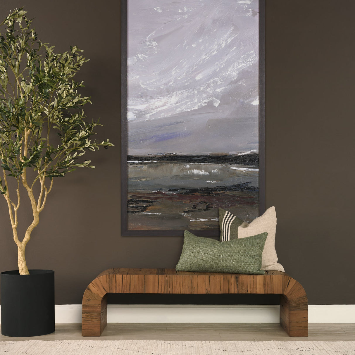 Hunter 20x20 Square Oatmeal w/ Green Stripe Decorative Pillow Cover by Mercana at Eve Furniture