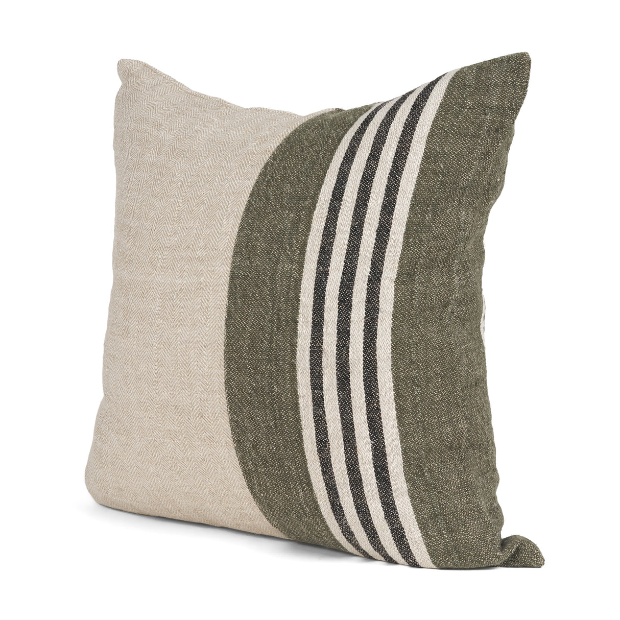 Hunter 20x20 Square Oatmeal w/ Green Stripe Decorative Pillow Cover by Mercana at Eve Furniture