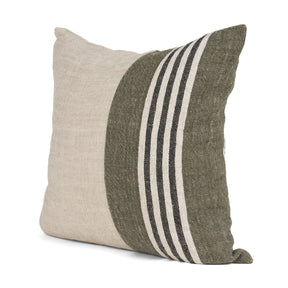 Hunter 20x20 Square Oatmeal w/ Green Stripe Decorative Pillow Cover by Mercana at Eve Furniture