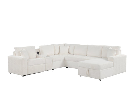Hunter White Sectional with Bluetooth Speaker & Pull-Out Bed by Happy Homes at Eve Furniture