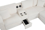 Hunter White Sectional with Bluetooth Speaker & Pull-Out Bed by Happy Homes at Eve Furniture