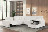 Hunter White Sectional with Bluetooth Speaker & Pull-Out Bed by Happy Homes at Eve Furniture
