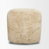 Huntley Cream Faux Fur Fabric Swivel Accent Chair by Mercana at Eve Furniture