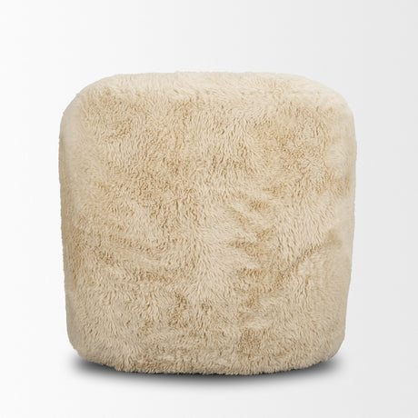 Huntley Cream Faux Fur Fabric Swivel Accent Chair by Mercana at Eve Furniture